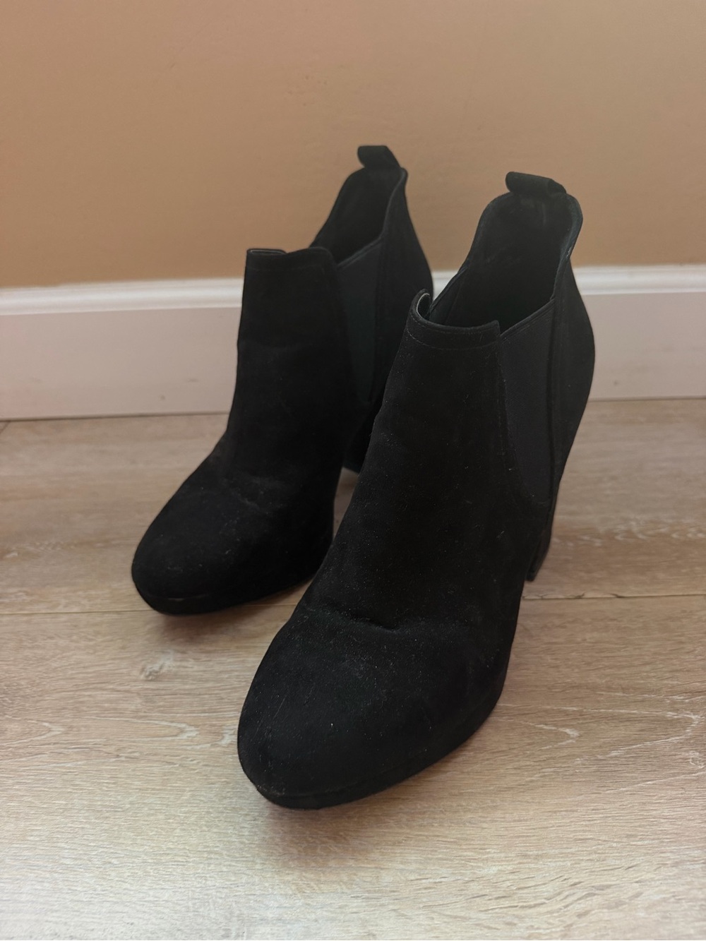 Black Suede Chelsea Ankle Booties
